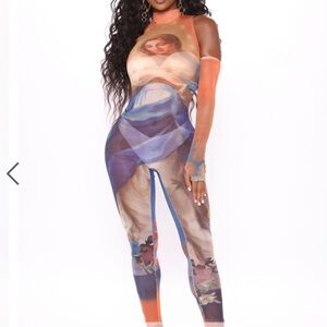 Fashion nova mesh jumpsuit med
